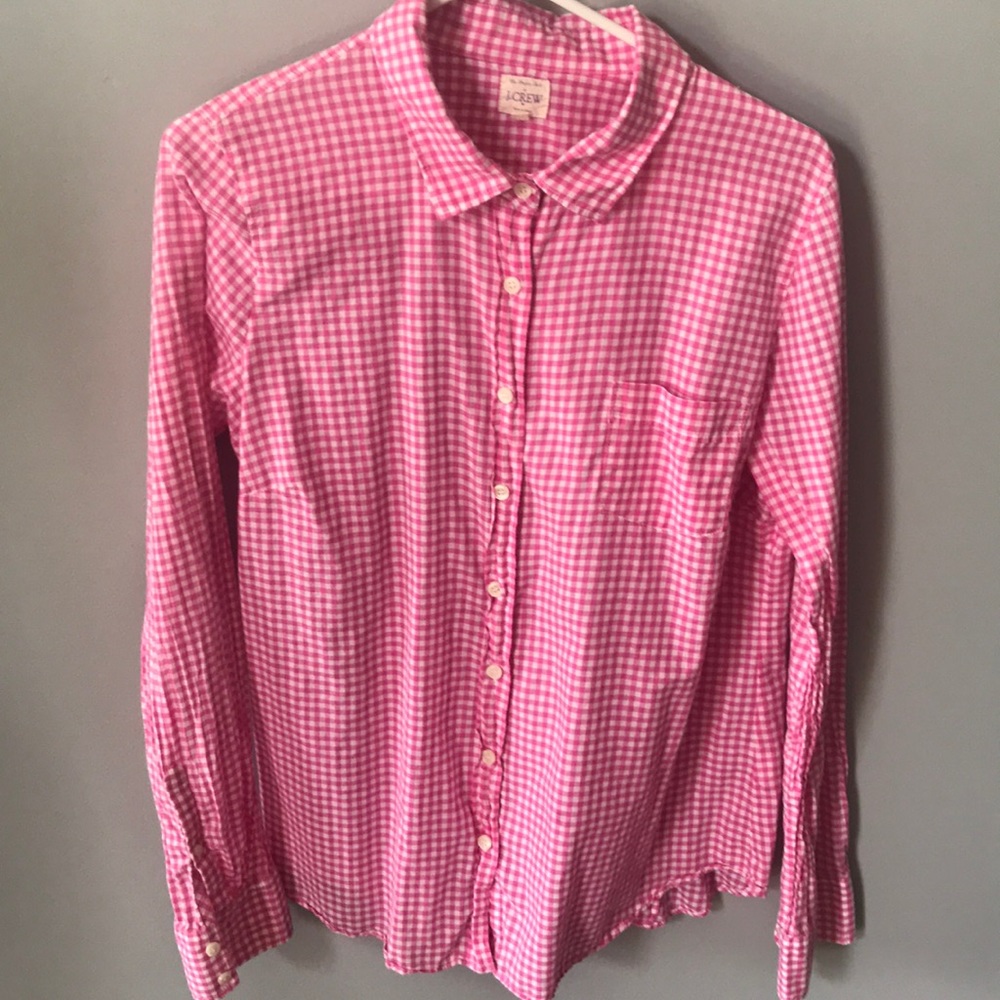 J. Crew perfect shirt button down in pink gingham